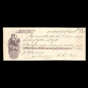 Canada, Charles McGill, 150 dollars : 27 septembre 1862