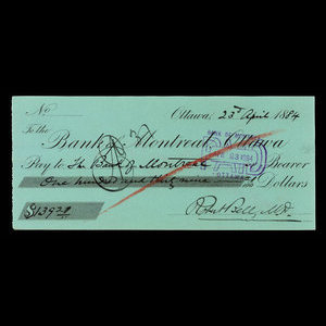 Canada, Banque de Montréal, 139 dollars, 29 cents : 23 avril 1884