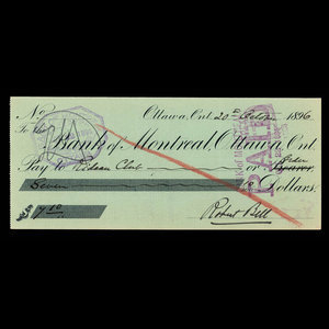 Canada, Banque de Montréal, 7 dollars, 10 cents : 20 octobre 1896