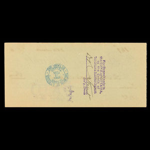 Canada, Banque de Montréal, 12 dollars, 98 cents : 25 mars 1896