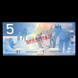 Canada, Banque du Canada, 5 dollars : 2002