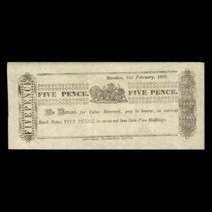 Canada, Montreal Transcript Office, 5 pence : 23 février 1838