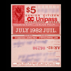 Canada, OC Transpo, 5 dollars : juillet 1982