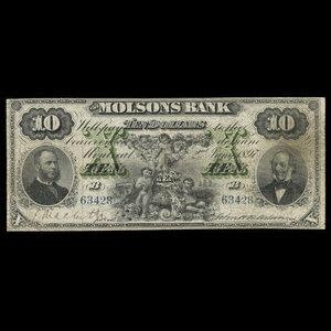 Canada, Molsons Bank, 10 dollars : 2 janvier 1897