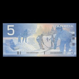 Canada, Banque du Canada, 5 dollars : 2002