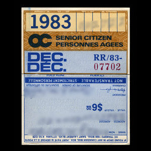 Canada, OC Transpo, 1 mois, personnes agées : 1 décembre 1983