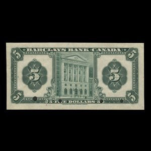 Canada, Barclays Bank, 5 dollars : 2 janvier 1935