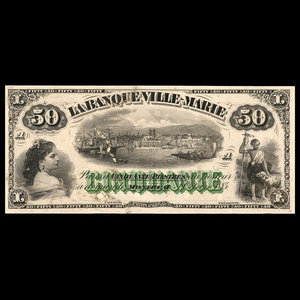 Canada, Banque Ville-Marie, 50 dollars : 1 octobre 1885