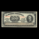 Canada, La Banque Nationale, 100 dollars <br /> 2 novembre 1922