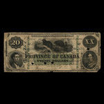 Canada, Province du Canada, 20 dollars <br /> 1 octobre 1866