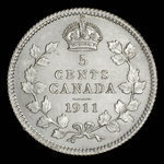 Canada, Georges V, 5 cents <br /> 1911