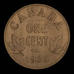 Canada, Georges V, 1 cent <br /> 1936