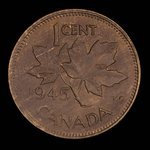 Canada, Georges VI, 1 cent <br /> 1945