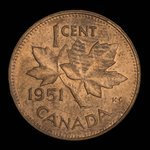 Canada, Georges VI, 1 cent <br /> 1951