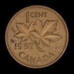 Canada, Élisabeth II, 1 cent <br /> 1957
