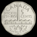 Canada, Georges VI, 5 cents <br /> 1951