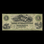 Canada, Bank of Brantford, 1 dollar : 1 novembre 1859