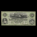 Canada, Bank of Brantford, 5 dollars <br /> 1 novembre 1859