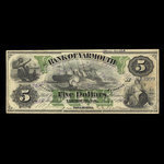 Canada, Bank of Yarmouth, 5 dollars <br /> 7 janvier 1891
