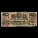 Canada, Bank of Yarmouth, 20 dollars <br /> 1869