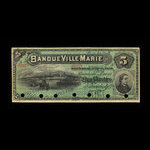 Canada, Banque Ville-Marie, 5 dollars <br /> 2 janvier 1889
