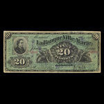 Canada, Banque Ville-Marie, 20 dollars <br /> 2 janvier 1889