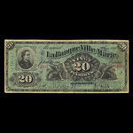 Canada, Banque Ville-Marie, 20 dollars : 2 janvier 1889