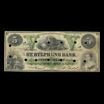 Canada, St. Stephen's Bank, 5 dollars : 1 février 1886