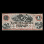 Canada, Bank of Brantford, 1 dollar <br /> 1 novembre 1859
