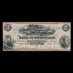 Canada, Bank of Brantford, 2 dollars : 1 novembre 1859