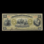 Canada, Bank of Ottawa (The), 5 dollars <br /> 2 novembre 1880