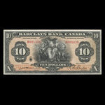 Canada, Barclays Bank, 10 dollars <br /> 3 septembre 1929