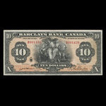 Canada, Barclays Bank, 10 dollars : 3 septembre 1929