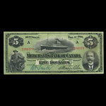 Canada, Merchants Bank of Canada (The), 5 dollars <br /> 1 février 1906