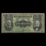 Canada, Molsons Bank, 5 dollars <br /> 2 juillet 1918