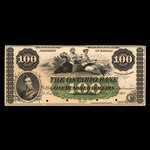 Canada, Ontario Bank, 100 dollars <br /> 3 août 1860