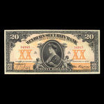 Canada, Weyburn Security Bank, 20 dollars <br /> 3 janvier 1911