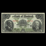 Canada, Banque de Montréal, 5 dollars <br /> 2 janvier 1923