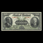 Canada, Banque de Montréal, 10 dollars <br /> 2 janvier 1923