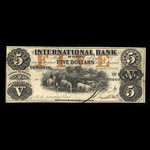 Canada, International Bank of Canada, 5 dollars <br /> 15 septembre 1858