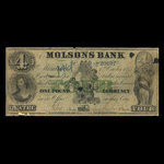 Canada, Molsons Bank, 4 dollars <br /> 1 octobre 1855