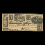 Canada, Niagara Suspension Bridge Bank, 3 dollars <br /> 13 octobre 1840