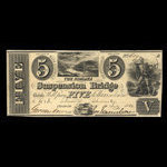 Canada, Niagara Suspension Bridge Bank, 5 dollars <br /> 1 juillet 1841