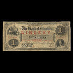 Canada, Banque de Montréal, 1 dollar <br /> 2 janvier 1857