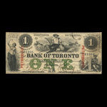 Canada, Bank of Toronto (The), 1 dollar : 2 juillet 1859