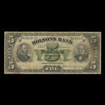 Canada, Molsons Bank, 5 dollars <br /> 2 juillet 1901