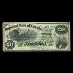 Canada, Imperial Bank of Canada, 20 dollars <br /> 1 novembre 1876