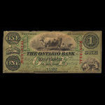 Canada, Ontario Bank, 1 dollar <br /> 15 août 1857