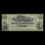 Canada, Bank of Brantford, 2 dollars <br /> 1 novembre 1859