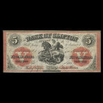 Canada, Bank of Clifton, 5 dollars <br /> 1 septembre 1861